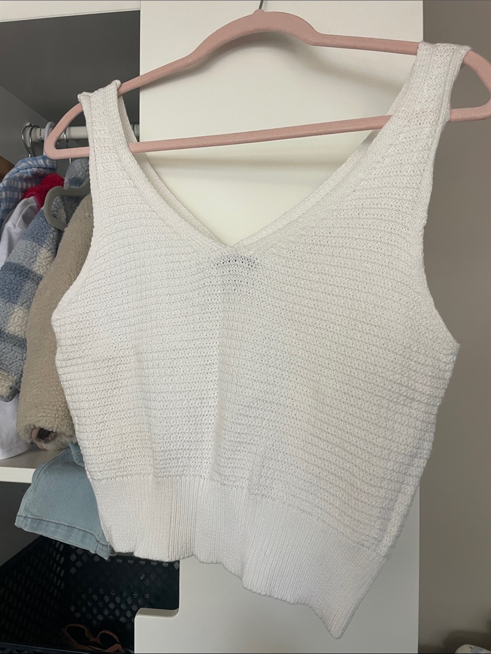 White Knit Tank Wide leg pant set - Picture 4 of 6